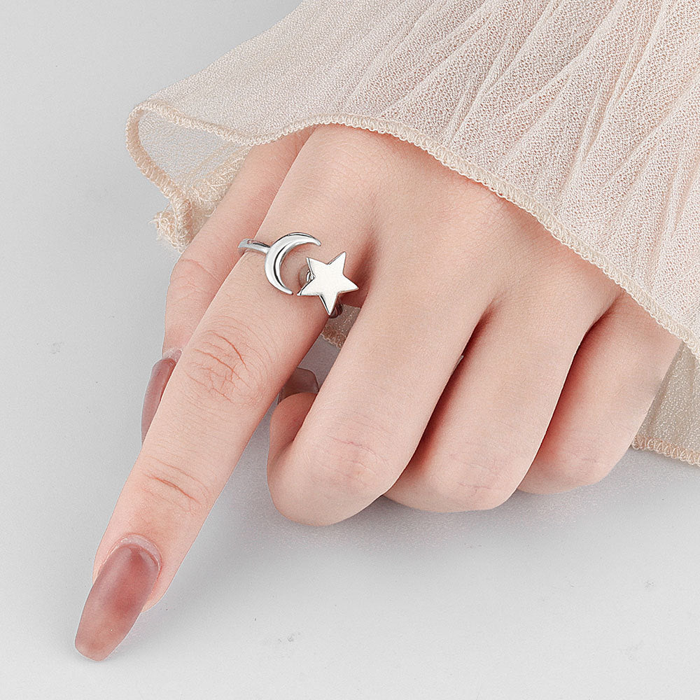 Star Moon Rotating Ring | Copper Adjustable Women's Gold Silver