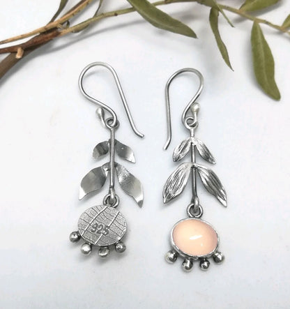 Carved Leaves Cat's Eye Earrings | Alloy Simple Two and Four Leaf