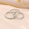 Copper Zircon Ring Set for Women | 3-Piece Silver
