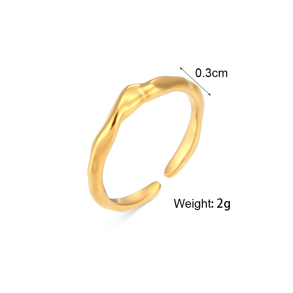 Stainless Steel Bamboo Open Ring | Gold INS Style Light Luxury