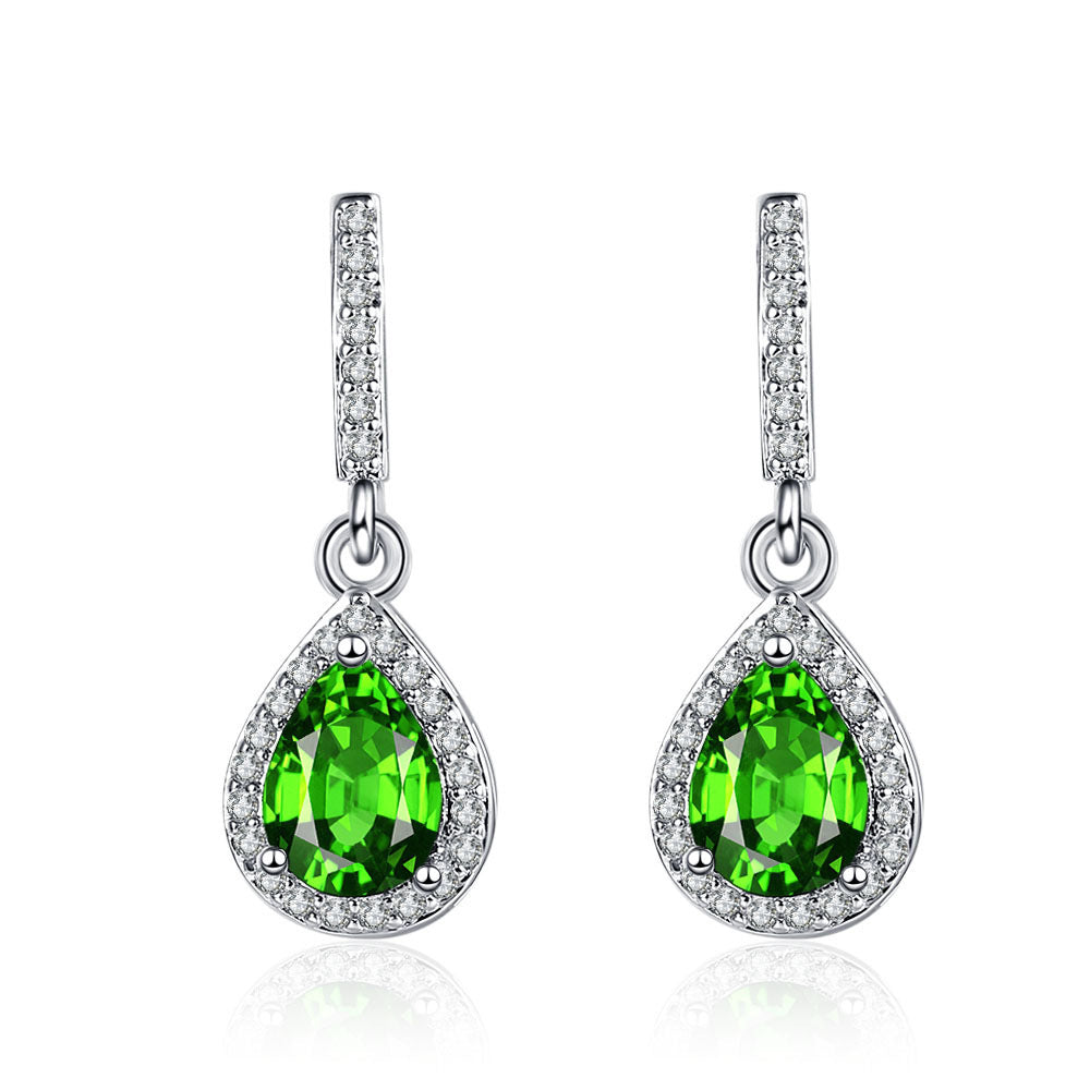 Drop Shape Micro Inlaid Zircon Ear Studs | Copper Multi-Colour