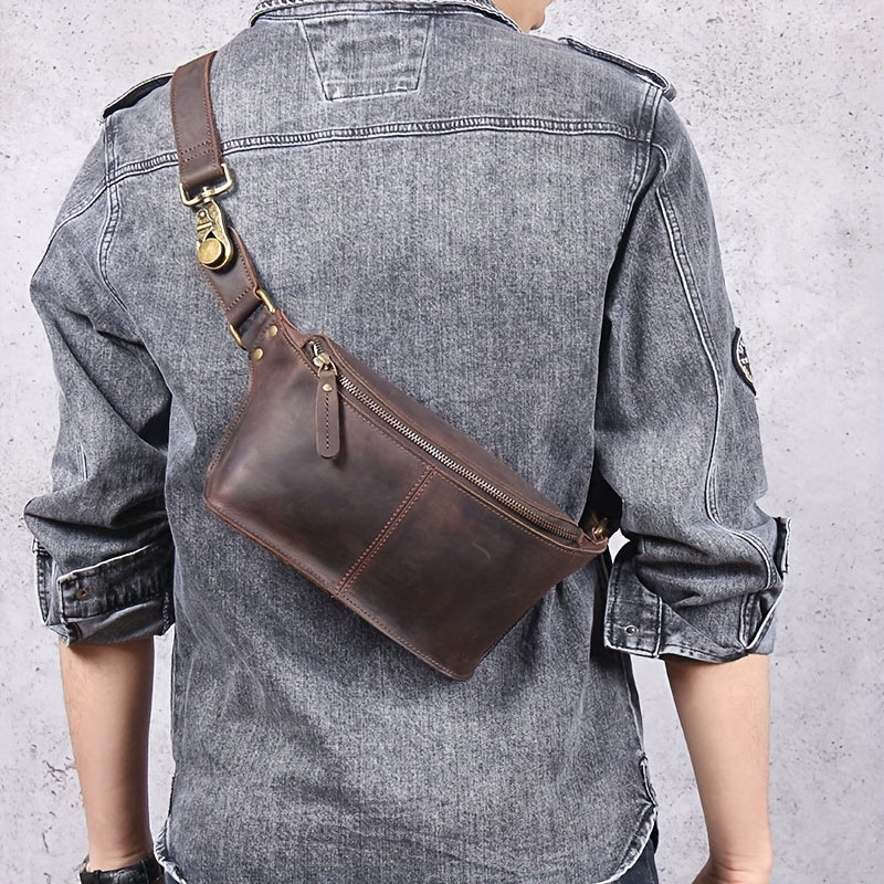 Vintage Minimalist PU Leather Chest & Shoulder Bag for Men
