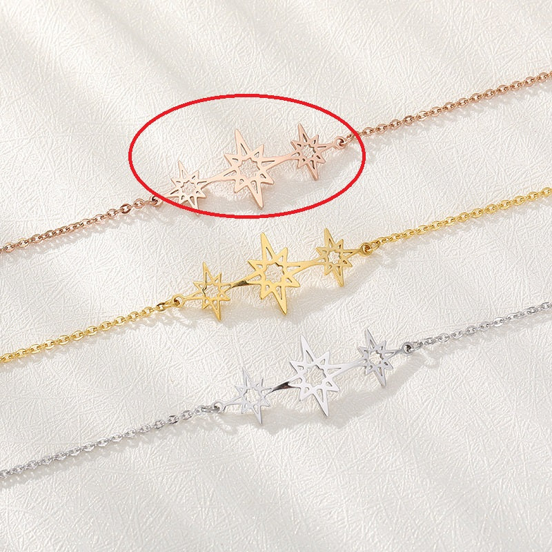 Star Pendant Chain Bracelet in Stainless Steel for Women