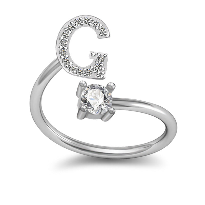 A-Z Initial Letter Ring for Women and Men | Adjustable Alloy
