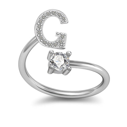A-Z Initial Letter Ring for Women and Men | Adjustable Alloy