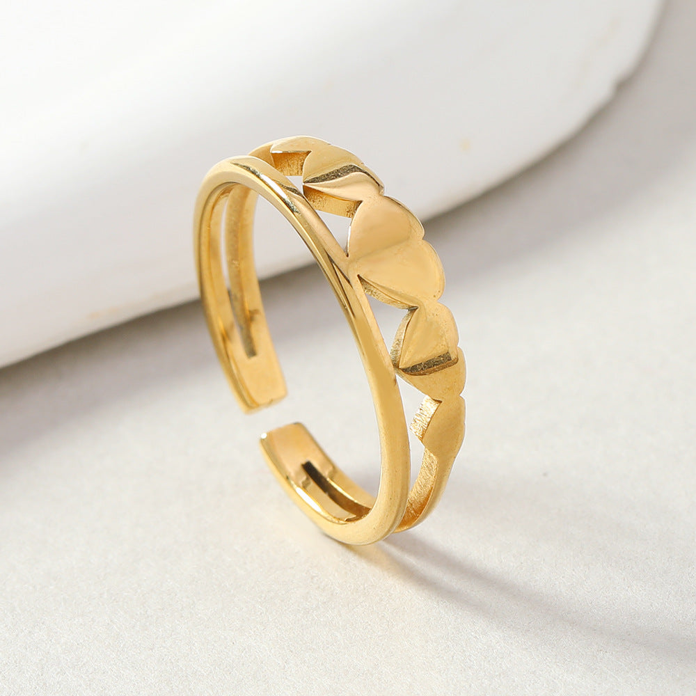 Titanium Steel Open-End Couple Ring | Love Heart Design