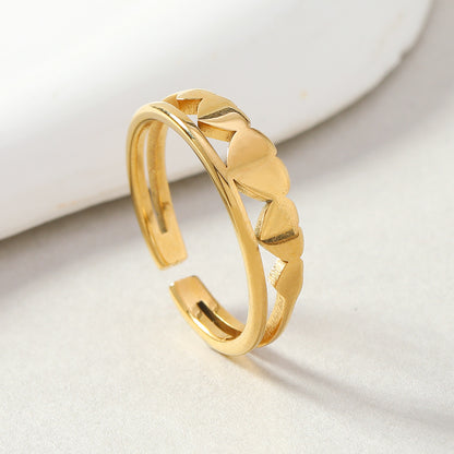Titanium Steel Open-End Couple Ring | Love Heart Design