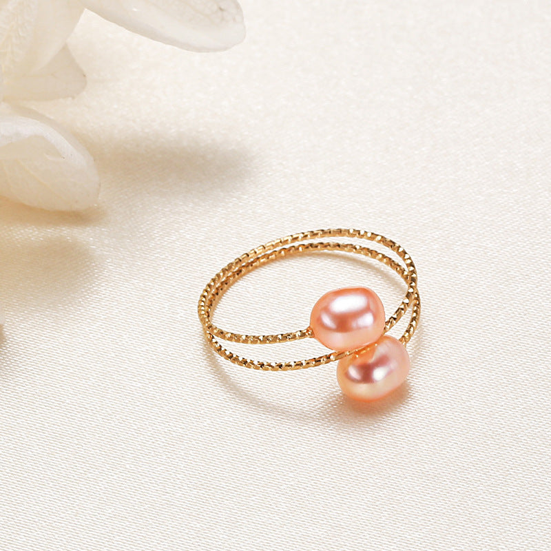 Freshwater Pearl Ring | Copper Alloy Women's Single and Double Circle