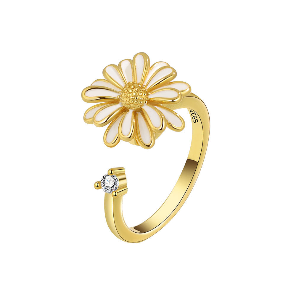 Purple Enamel Rotating Ring | Anti-Stress Copper Flower Design