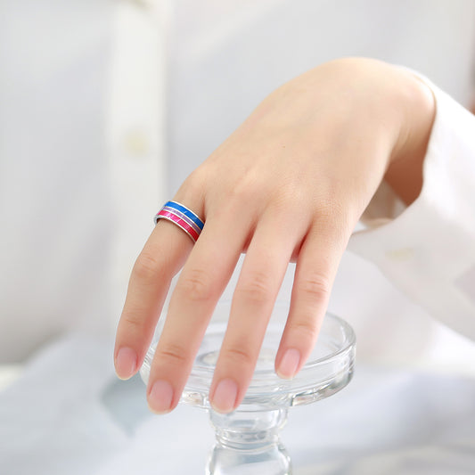 Rainbow Flag Titanium Steel Ring | 8mm Men's Colourful Band
