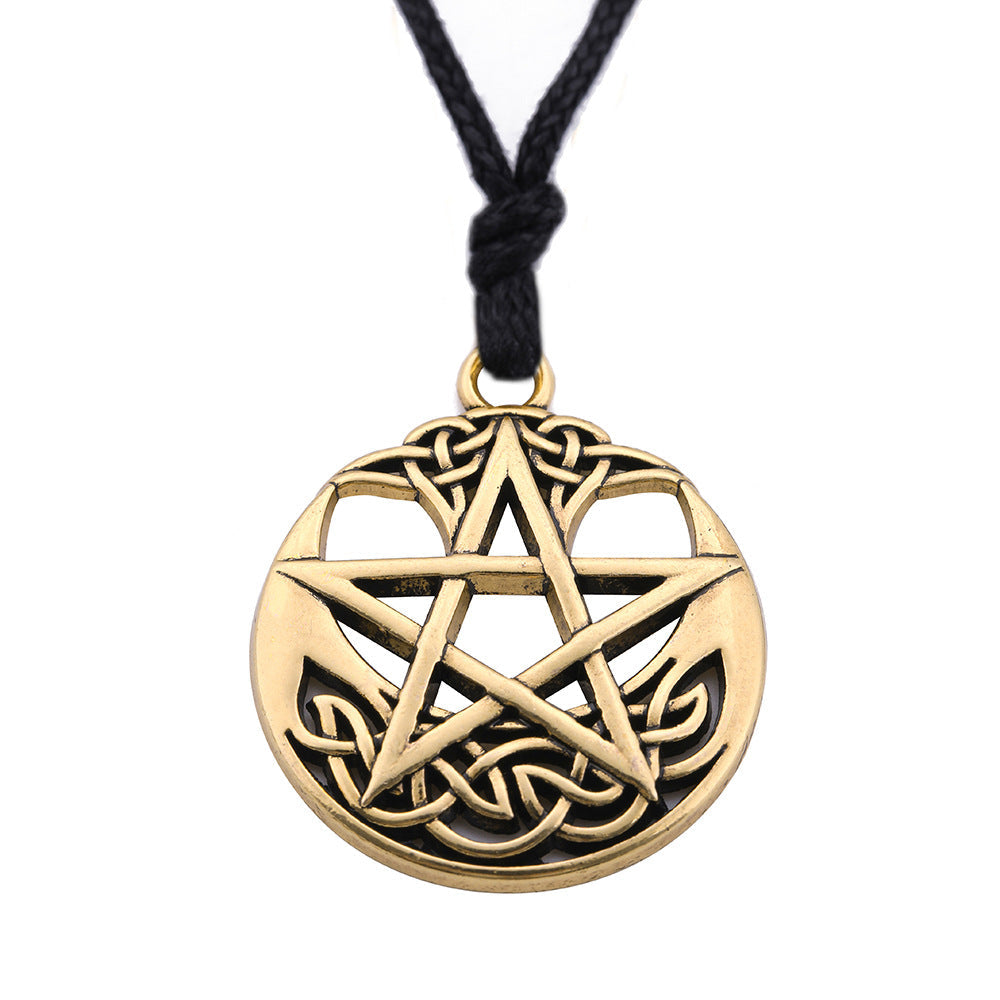 Lucky Round Pentagram Pendant Necklace