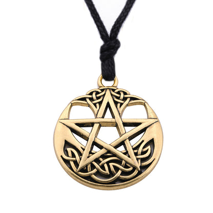 Lucky Round Pentagram Pendant Necklace