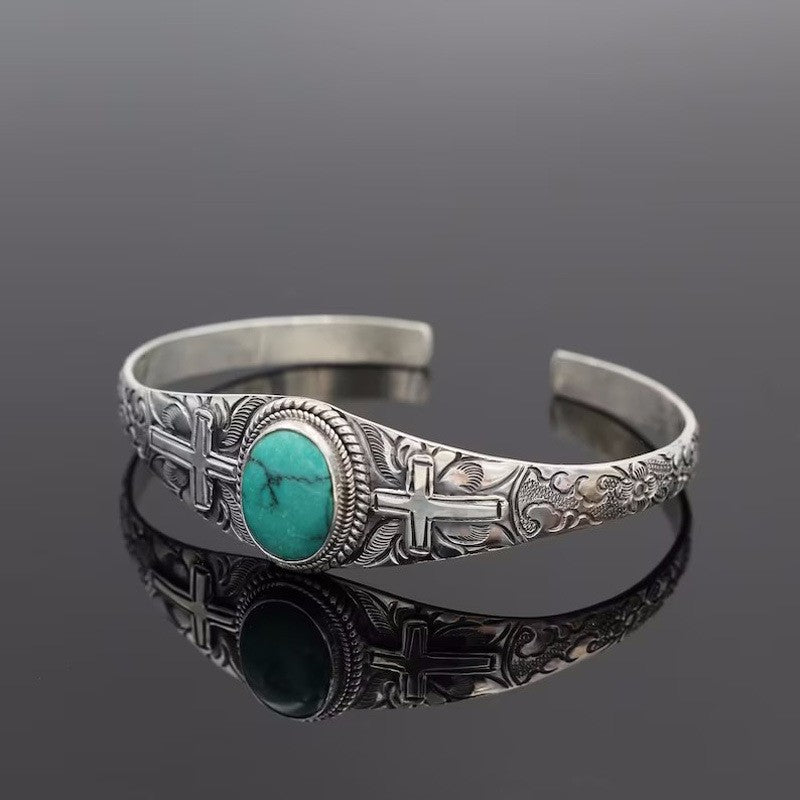 Retro Thai Silver Inlaid Beeswax Bracelet in Copper