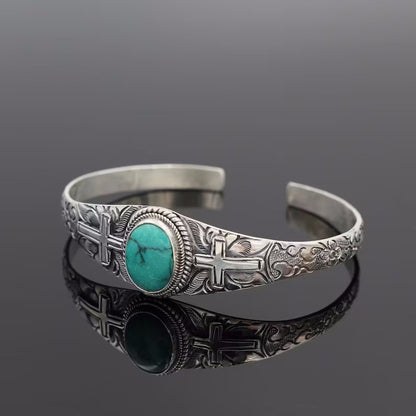 Retro Thai Silver Inlaid Beeswax Bracelet in Copper