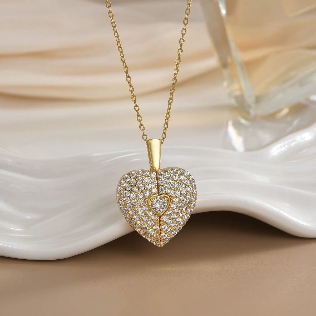 Opening Heart with Wings Pendant Necklace for Women