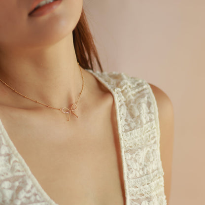 Bowknot Collarbone Necklace and Bracelet Set for Women