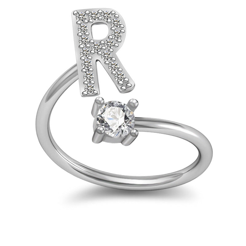 A-Z Initial Letter Ring for Women and Men | Adjustable Alloy