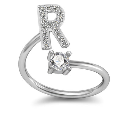 A-Z Initial Letter Ring for Women and Men | Adjustable Alloy