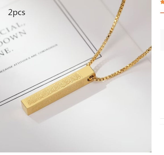 Geometric Bar Pendant Necklace in Titanium Steel for Women