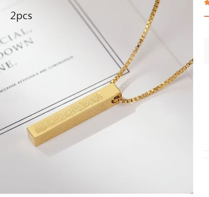 Geometric Bar Pendant Necklace in Titanium Steel for Women
