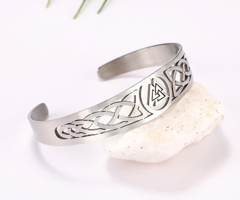 Valknut and Celtic Design Stainless Steel Bracelet