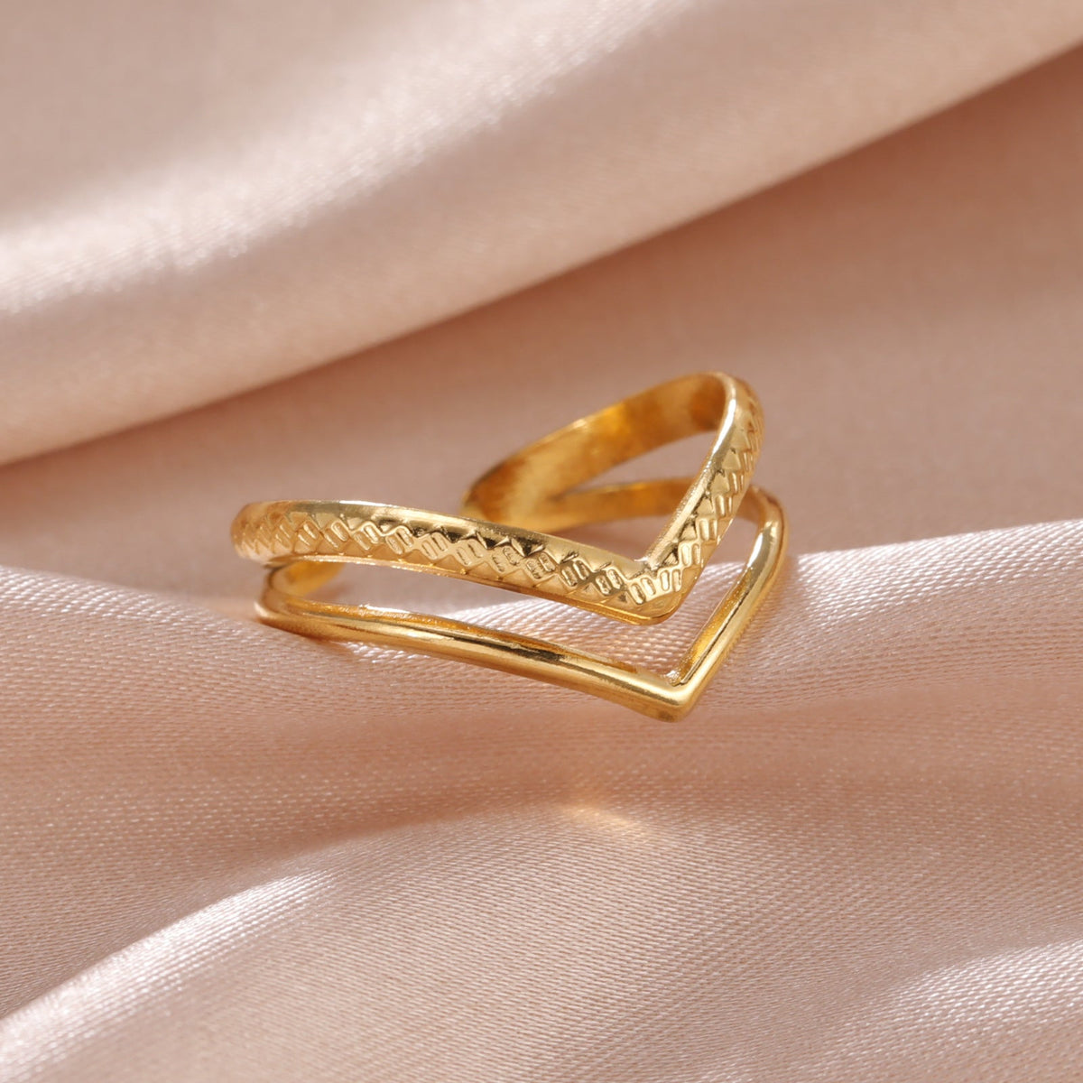 V-Shape Titanium Steel Open Ring | INS Style Women's Gold Silver