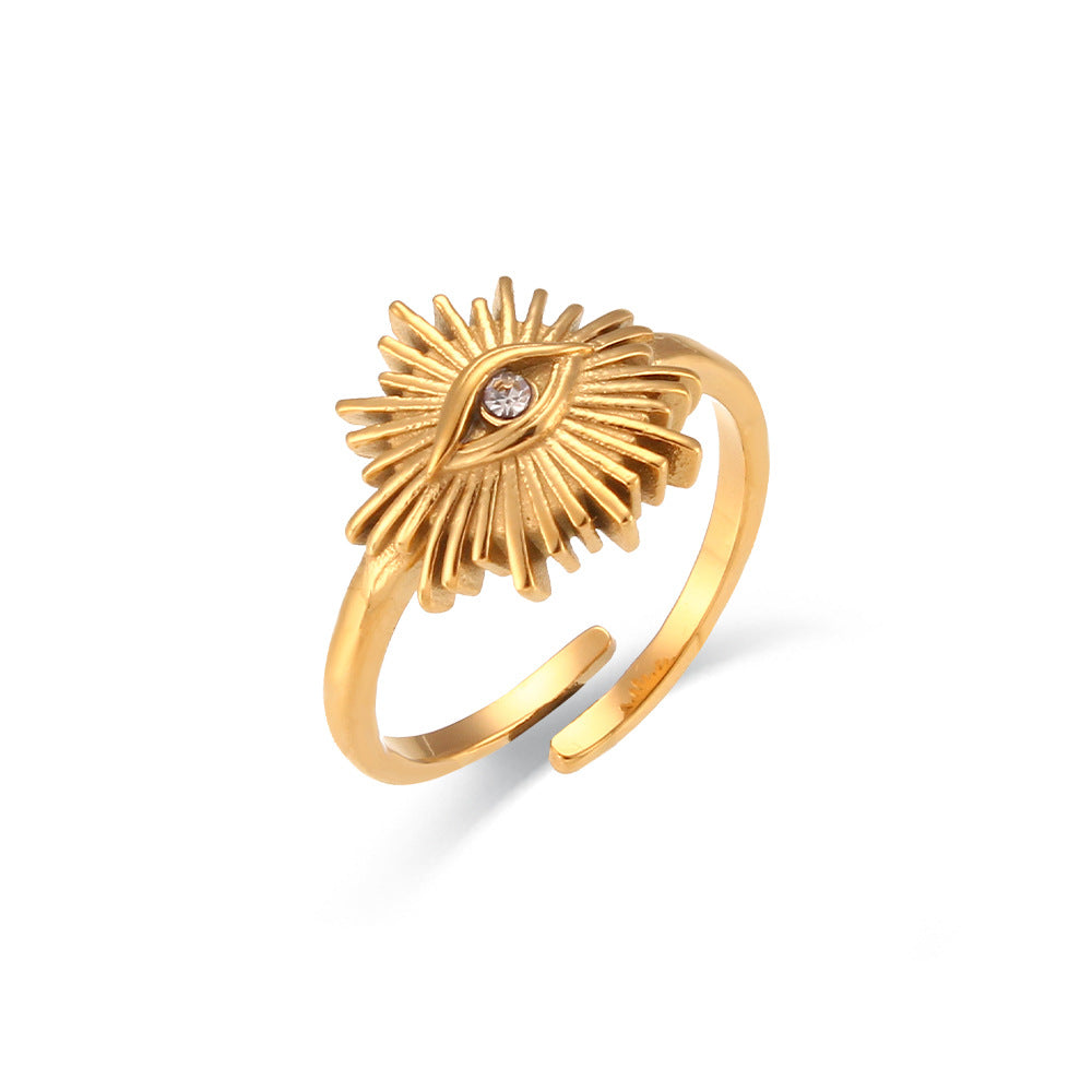 Solana Devil's Eye Open Ring | Stainless Steel Women's Gold