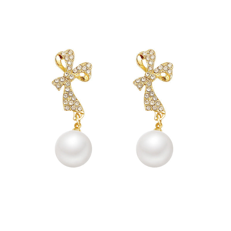 INS Butterfly Rhinestone Earrings | Alloy Gold Fashion Temperament