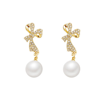 INS Butterfly Rhinestone Earrings | Alloy Gold Fashion Temperament