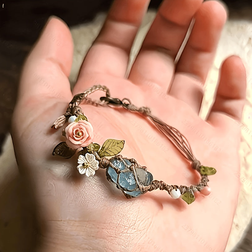 Deep Blue Fluorite & Aquamarine Braided Bracelet | Ocean Sky Gift
