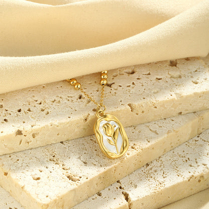 Rose White Shell Pendant Necklace for Women