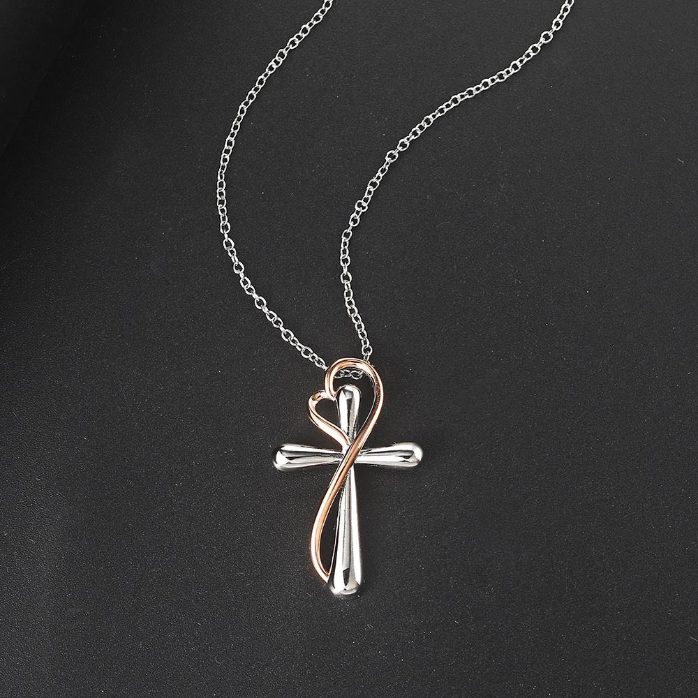 Heart and Cross Pendant Necklace | Two-Tone Electroplated