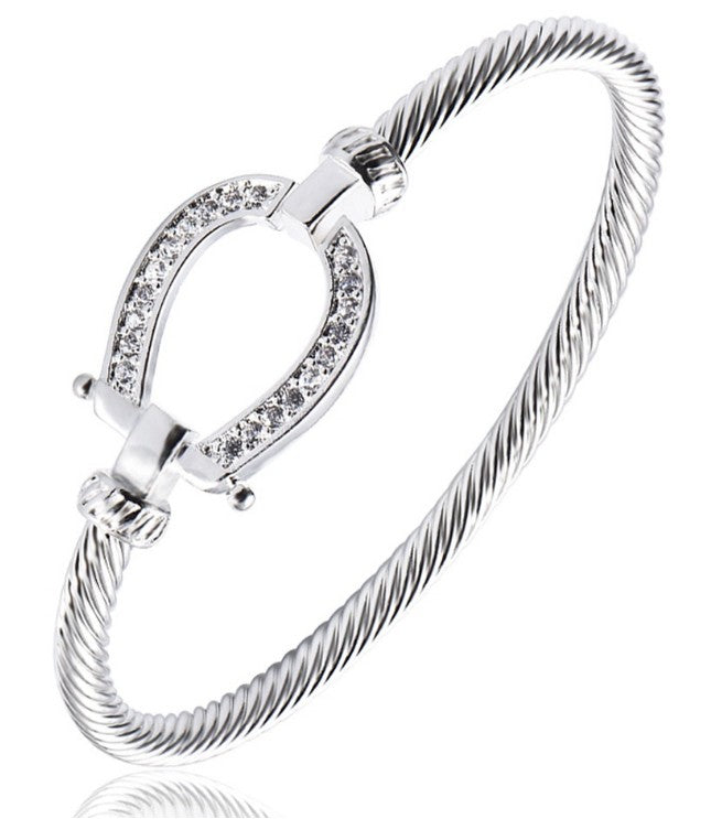 Horseshoe Bangle in Gold and Silver