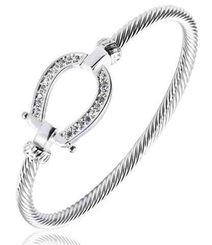 Horseshoe Bangle in Gold and Silver