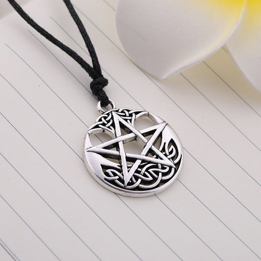 Lucky Round Pentagram Pendant Necklace