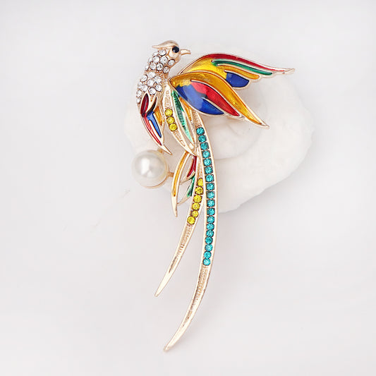 Phoenix Peacock Hummingbird Brooch | Alloy Oil Drip Chinese Style