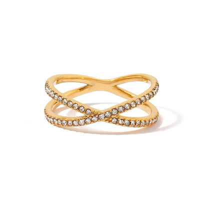 Nia Gold Cross Ring | Stainless Steel Women's INS Style