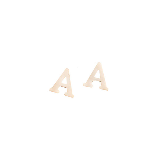 Stainless Steel Letter Stud Earrings | Electroplated Individually Packed