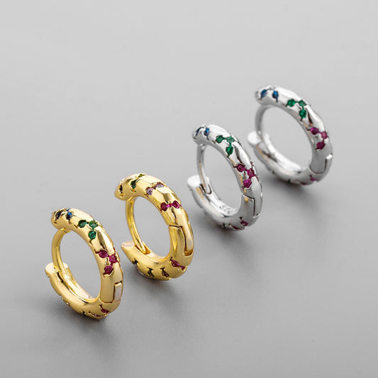 Korean Diamond Embedded Earrings | Copper Gold Silver Versatile