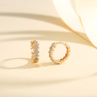 Gold Inlaid Zircon Stud Earrings | Copper All-Match European