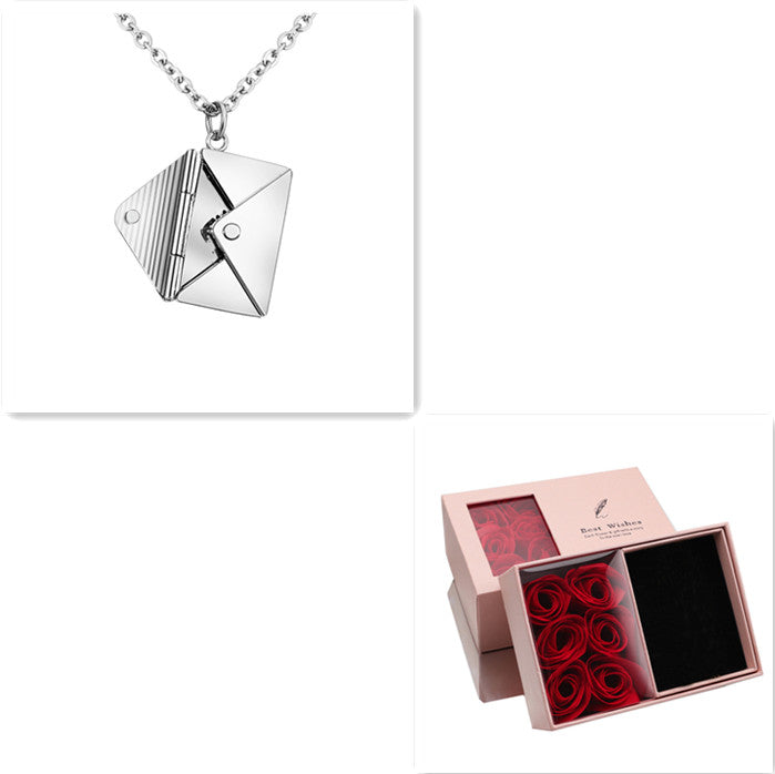 Envelope Love Letter Pendant Necklace for Women