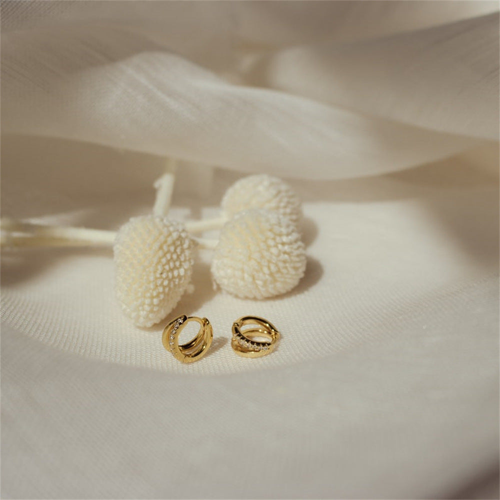 Electroplated Zircon Earrings | Alloy U-Shape Geometric Gold Silver