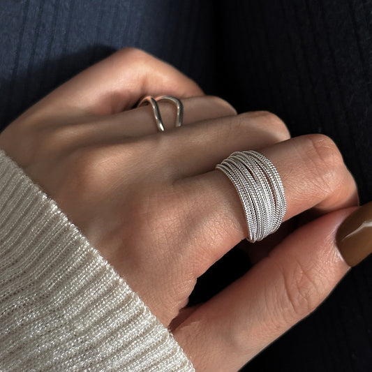 Minimalist Multi-Layer Winding Ring | Copper Adjustable Women's