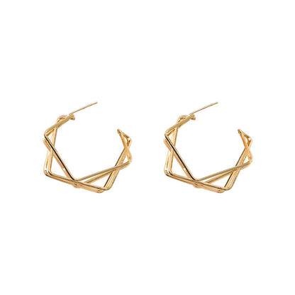 Geometric Irregular Gold Earrings | Alloy High Atmosphere 3.7cm