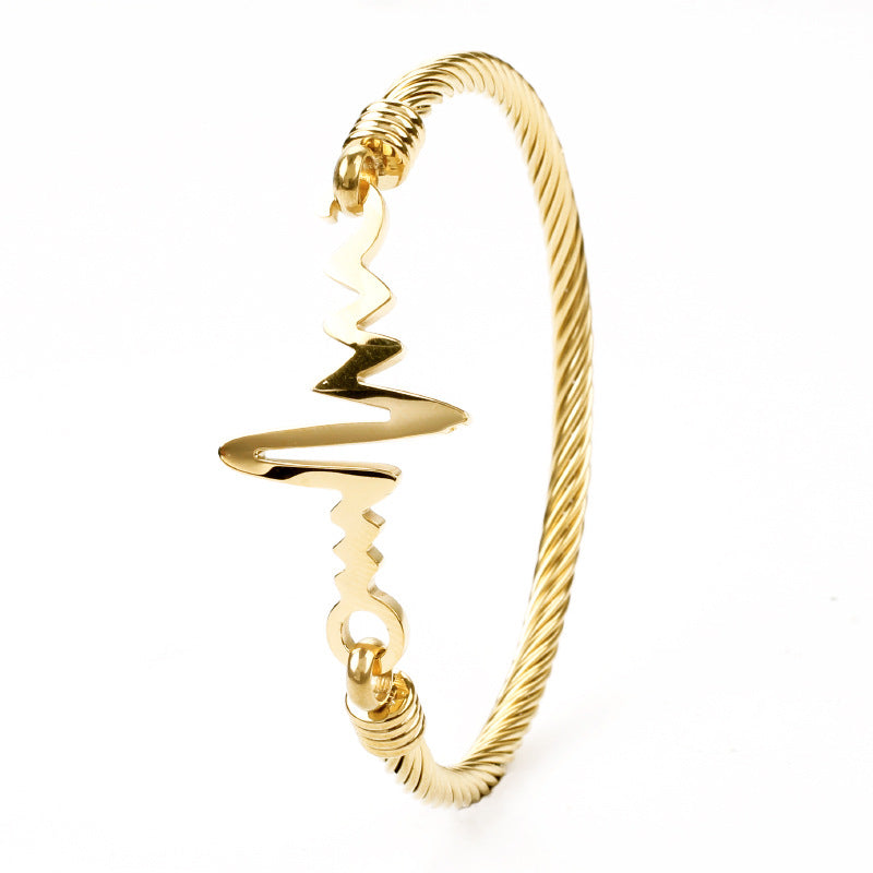 ECG Heartbeat Stainless Steel Bracelet for Women