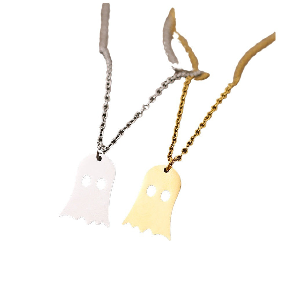 925 Silver Cute Ghost Pendant Necklace