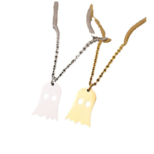 925 Silver Cute Ghost Pendant Necklace