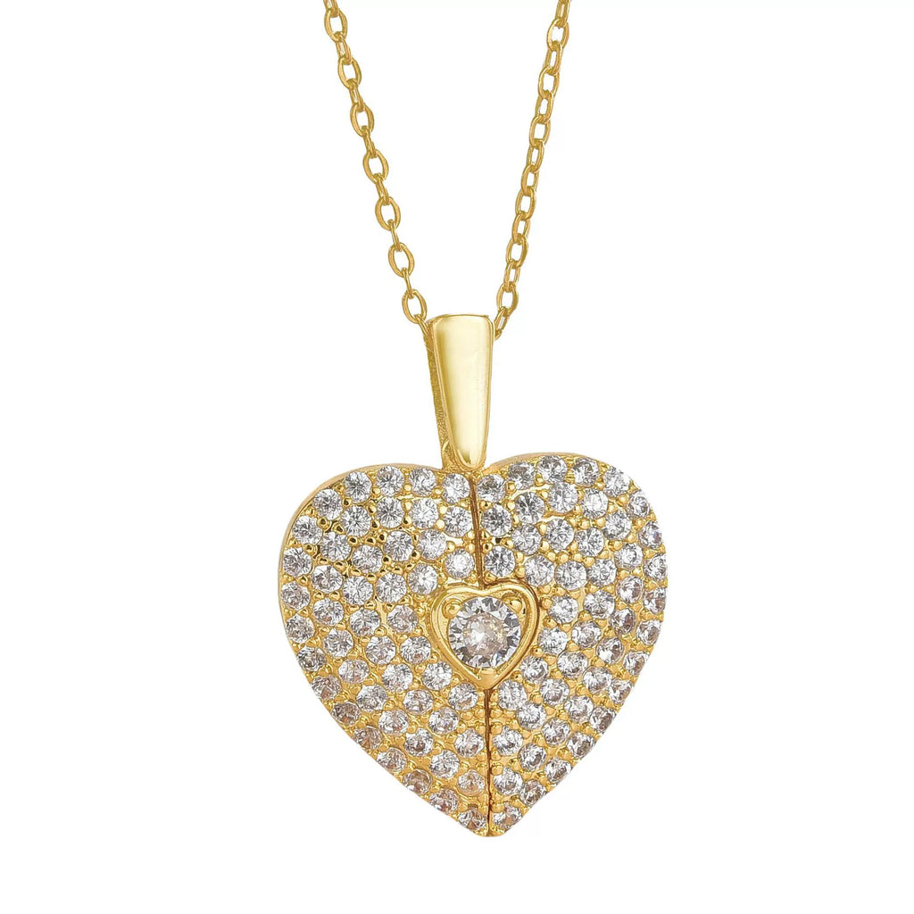 Opening Heart with Wings Pendant Necklace for Women