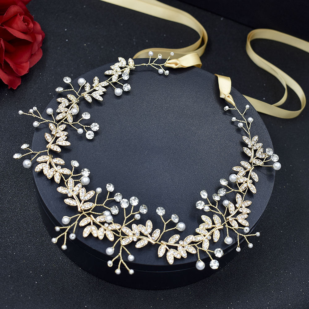 Bridal Wave Hair Hoop | Alloy Rhinestone Silver Gold