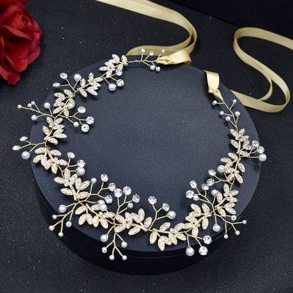 Bridal Wave Hair Hoop | Alloy Rhinestone Silver Gold